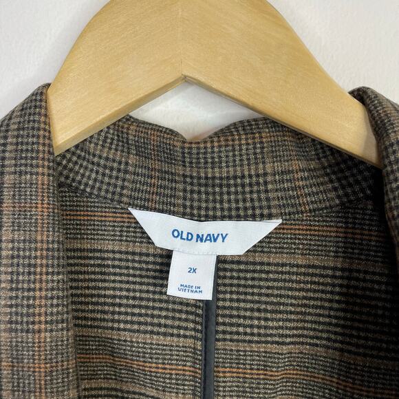 Old Navy Relaxed Blazer Jacket Brown Plaid Classic Womens Plus Size 2X New NWT - Picture 14 of 17